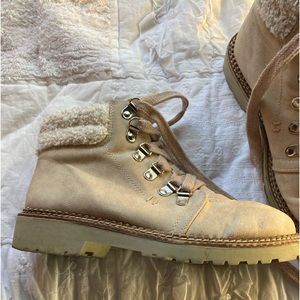 DIRTY LAUNDRY LIGHT BEIGE BOOTIES WITH FAUX FUR, 7